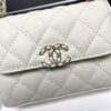 Chanel Black Horse Kelly Lichee cowhide long handle bag 9100 white size:19*10*4.5cm