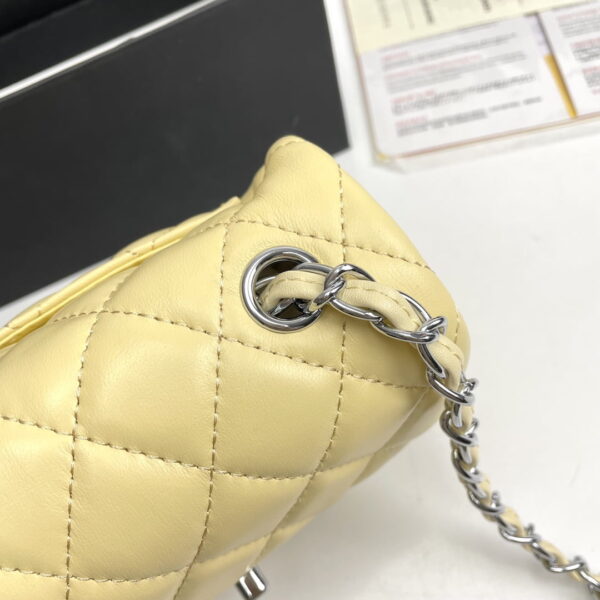Chanel cf Square Fat 1115 sheepskin leather yellow size: 18*14*7cm