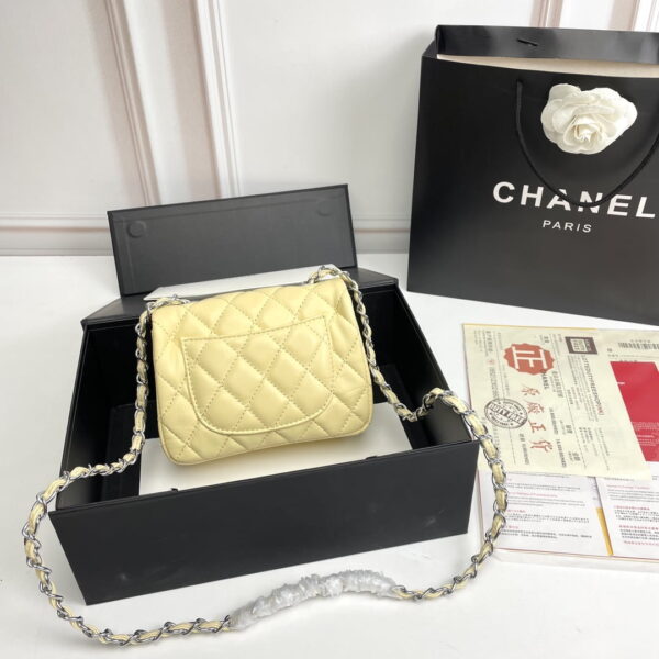 Chanel cf Square Fat 1115 sheepskin leather yellow size: 18*14*7cm