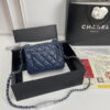 4 Chanel cf Square Fat 1115 sheepskin leather blue size: 18*14*7cm