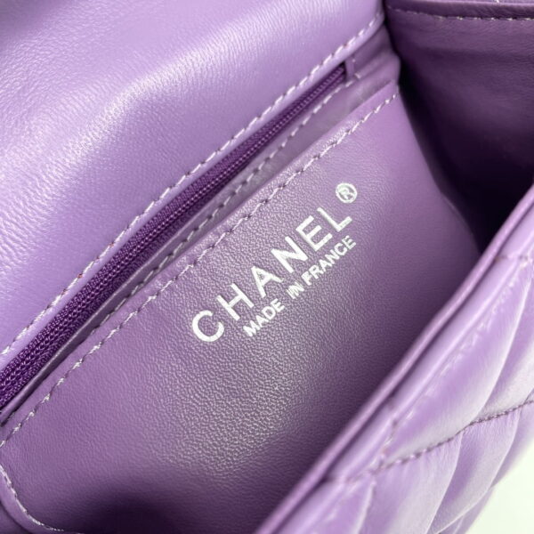 Chanel cf Square Fat 1115 sheepskin leather purple size: 18*14*7cm
