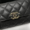 Chanel Black Horse Kelly Lichee cowhide long handle bag 9100 black size:19*10*4.5cm