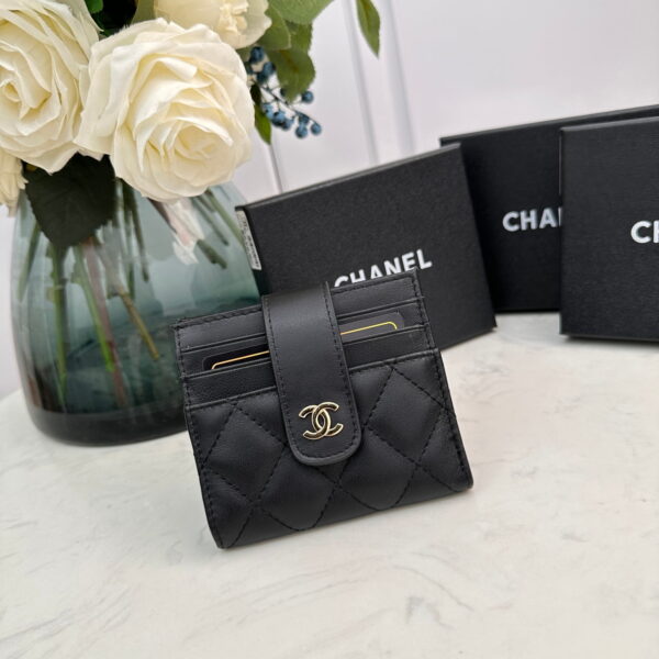 7 Chanel leather short card bag with gold and sliver hardware 609 size: 12*9cm