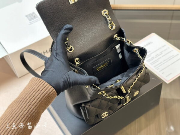 7 CHANEL Gabrielle caviar The homeless backpack black size: 20*20cm