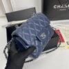 8 Chanel cf Square Fat 1115 sheepskin leather blue size: 18*14*7cm