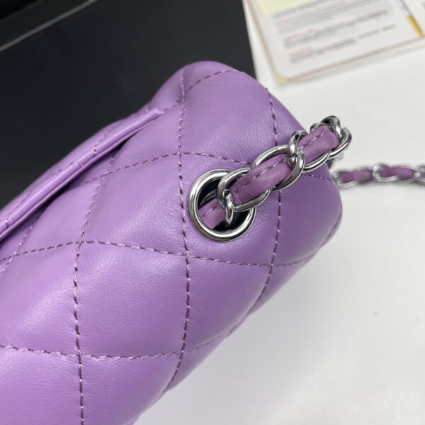 Chanel cf Square Fat 1115 sheepskin leather purple size: 18*14*7cm
