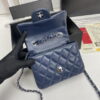 9 Chanel cf Square Fat 1115 sheepskin leather blue size: 18*14*7cm