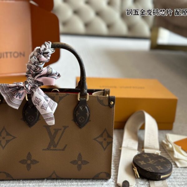 Lxiaba 200 LV leather high-quality handbag with the original scarf and box 16*10cm